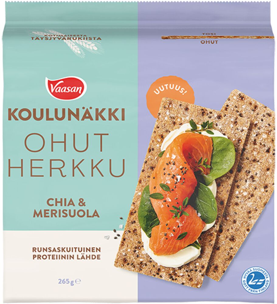 Vaasan Koulunäkki Ohut Herkku Chia & Merisuola 265 g -Packshot 2026