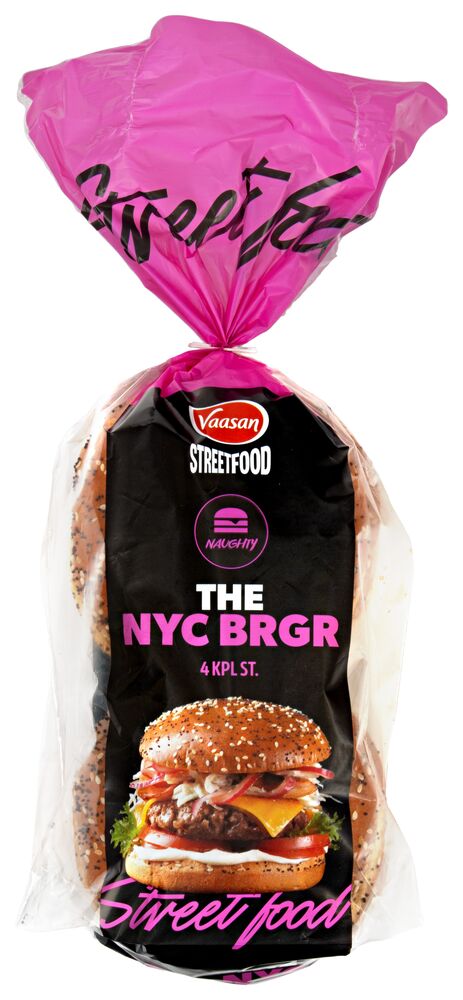 Vaasan Street Food Naughty THE NYC BRGR hampurilaissämpylä 4kpl 320g livepussi