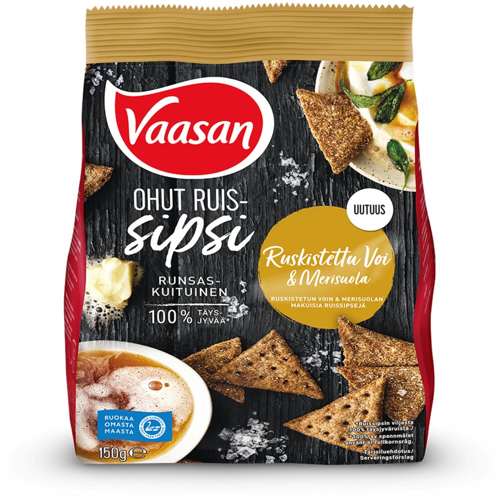 Vaasan Ruissipsi Ruskistettu Voi & Merisuola 150g -Packshot (muokattu 2.3.)